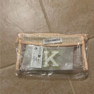 SHEIN Transparent Cosmetic Bag with Gold Lettering